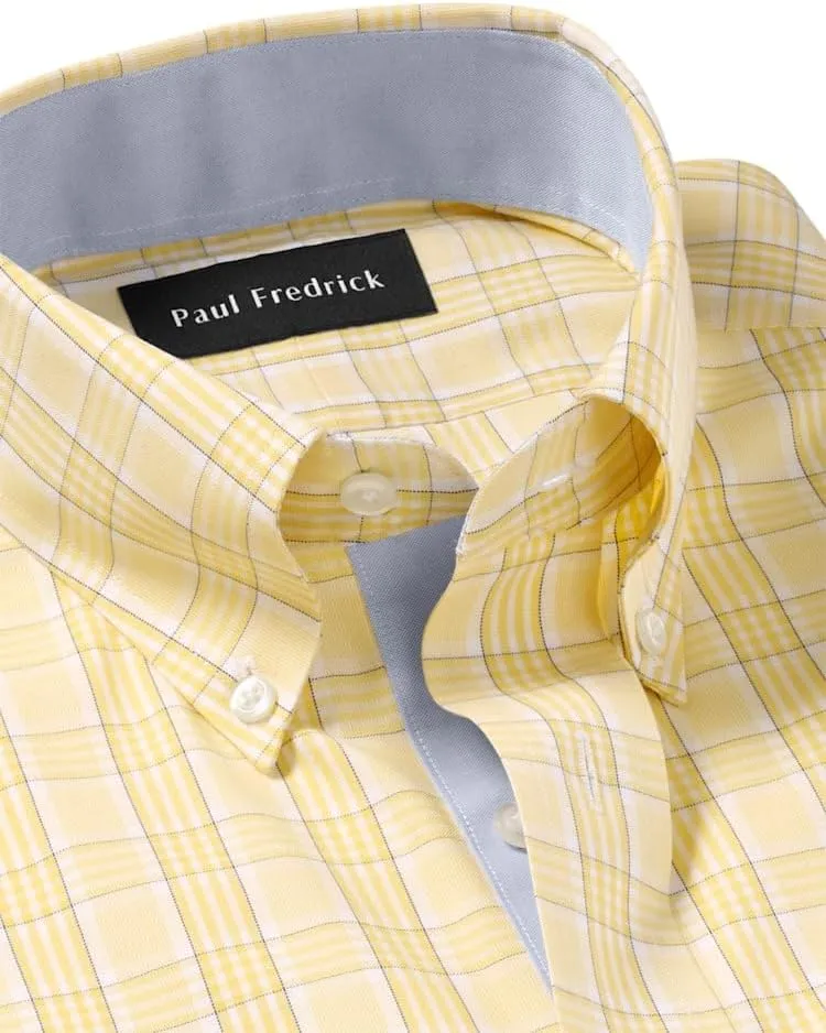 Paul Fredrick Men's Slim Fit Comfort Stretch Non-Iron Check Dress Shirt