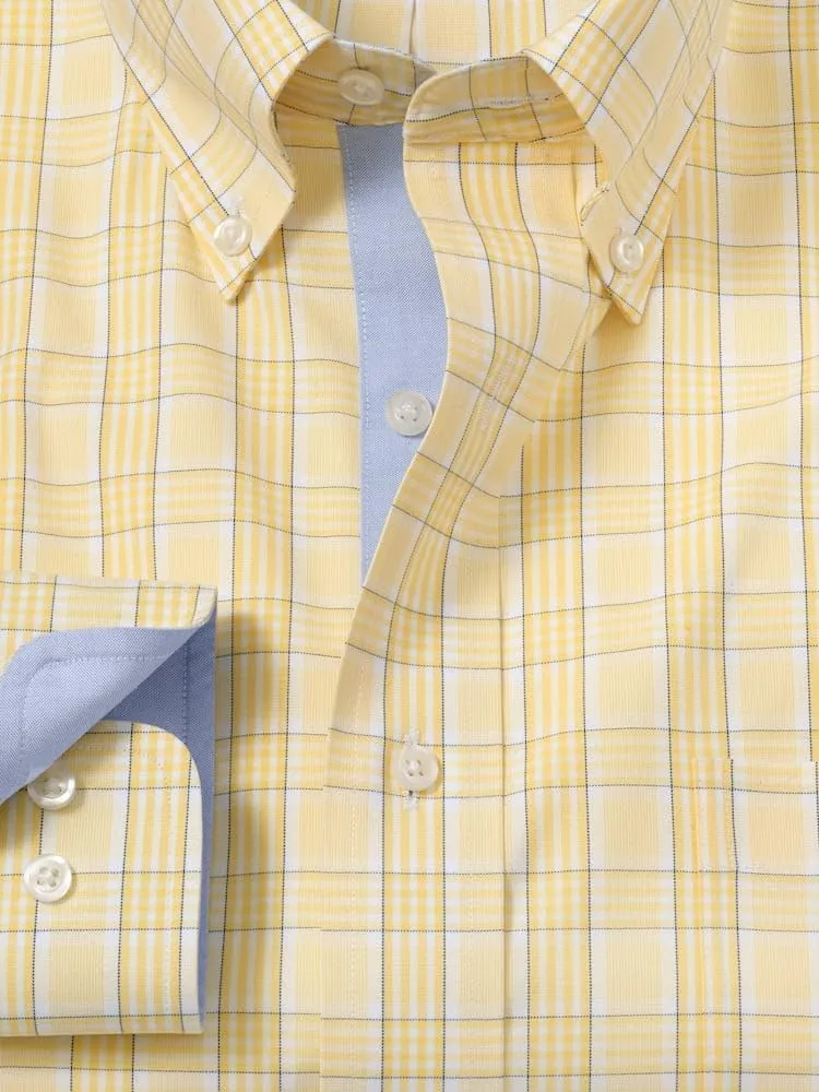 Paul Fredrick Men's Slim Fit Comfort Stretch Non-Iron Check Dress Shirt