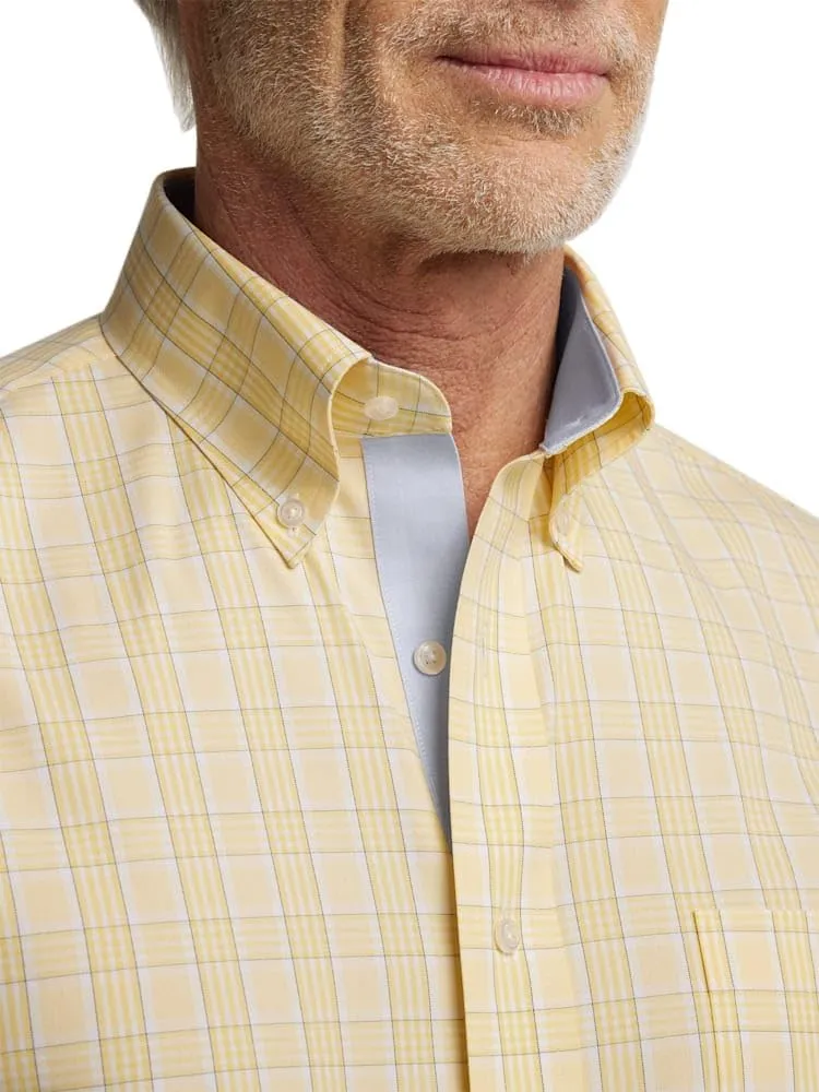 Paul Fredrick Men's Slim Fit Comfort Stretch Non-Iron Check Dress Shirt