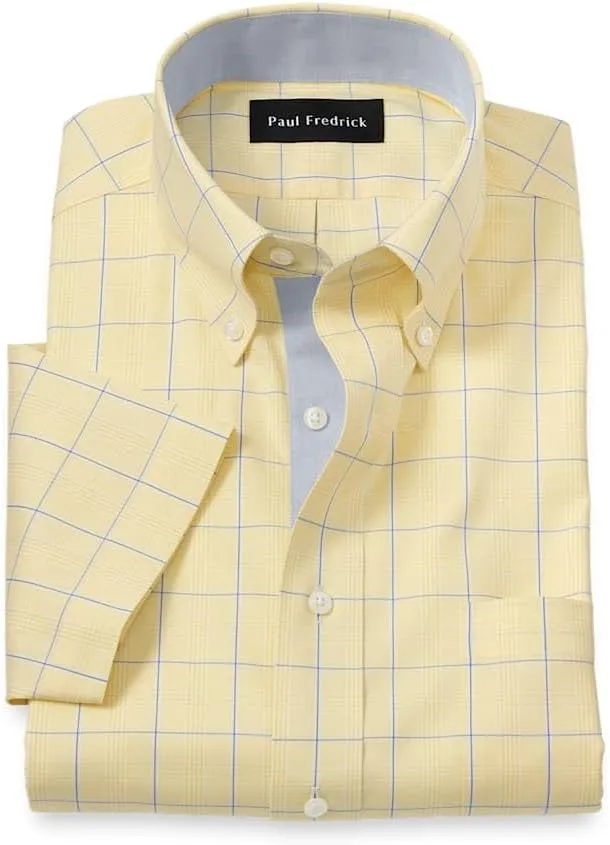 Paul Fredrick Men's Slim Fit Comfort Stretch Non-Iron Check Dress Shirt