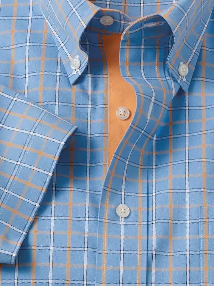Paul Fredrick Men's Slim Fit Comfort Stretch Non-Iron Check Dress Shirt