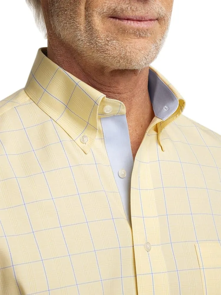 Paul Fredrick Men's Slim Fit Comfort Stretch Non-Iron Check Dress Shirt