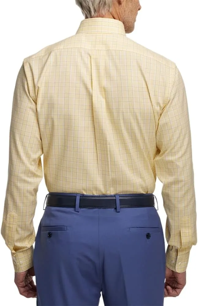 Paul Fredrick Men's Slim Fit Comfort Stretch Non-Iron Check Dress Shirt