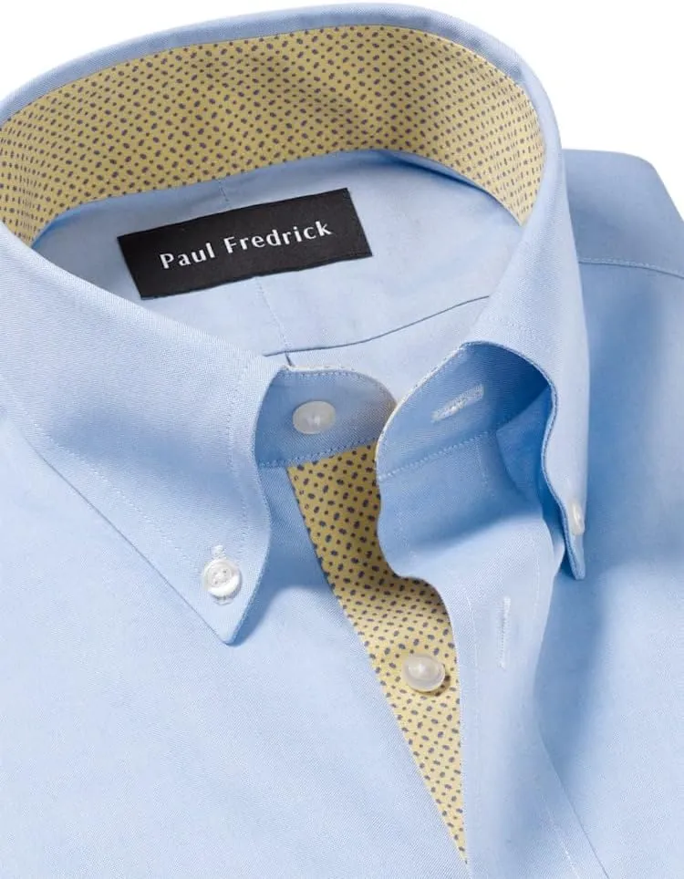 Paul Fredrick Men's Slim Fit Comfort Stretch Non-Iron Solid Dress Shirt