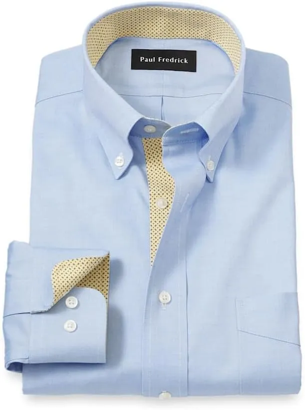 Paul Fredrick Men's Slim Fit Comfort Stretch Non-Iron Solid Dress Shirt