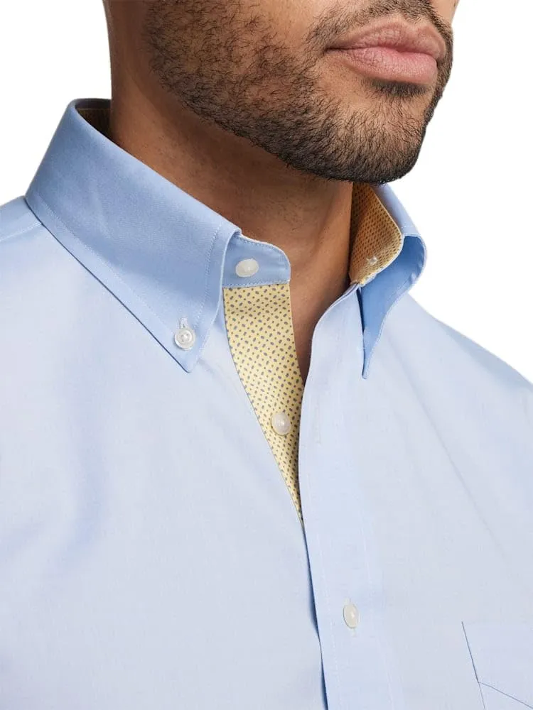 Paul Fredrick Men's Slim Fit Comfort Stretch Non-Iron Solid Dress Shirt