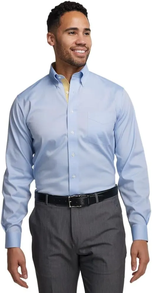 Paul Fredrick Men's Slim Fit Comfort Stretch Non-Iron Solid Dress Shirt