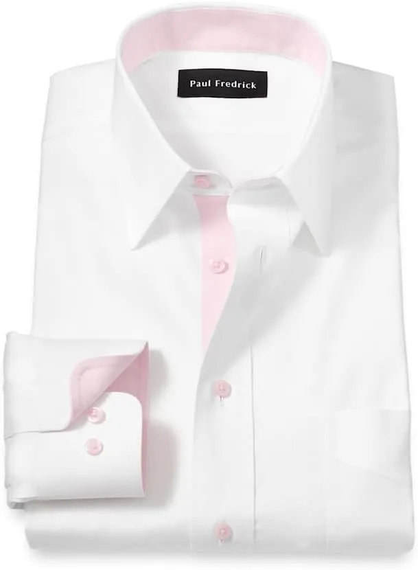 Paul Fredrick Men's Slim Fit Comfort Stretch Non-Iron Solid Dress Shirt