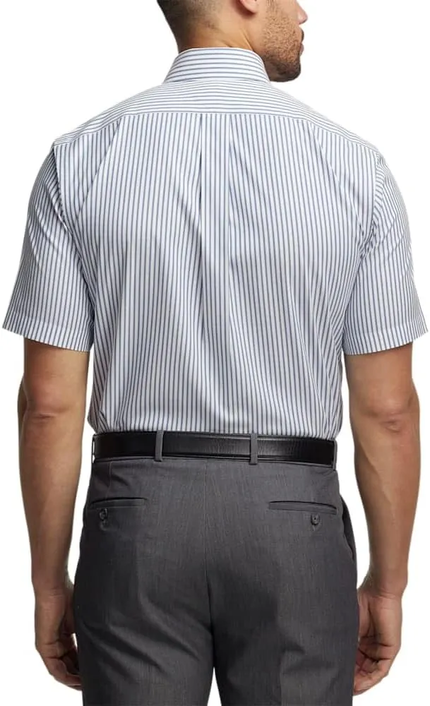 Paul Fredrick Men's Slim Fit Comfort Stretch Non-Iron Stripe Dress Shirt