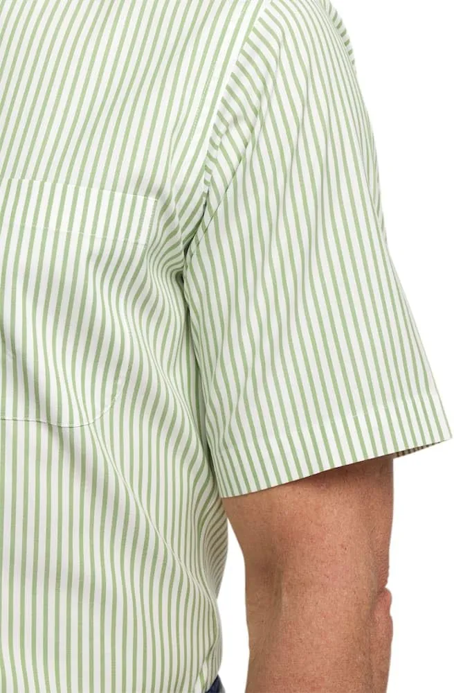 Paul Fredrick Men's Slim Fit Comfort Stretch Non-Iron Stripe Dress Shirt