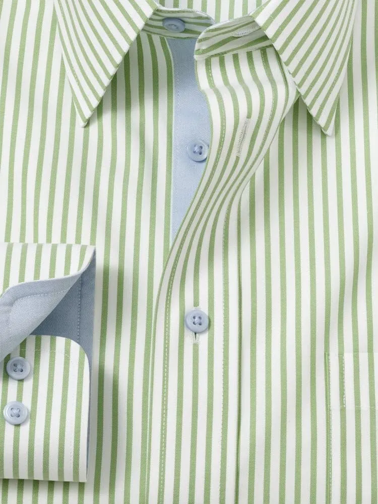 Paul Fredrick Men's Slim Fit Comfort Stretch Non-Iron Stripe Dress Shirt