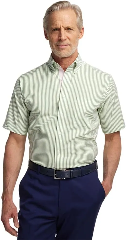 Paul Fredrick Men's Slim Fit Comfort Stretch Non-Iron Stripe Dress Shirt