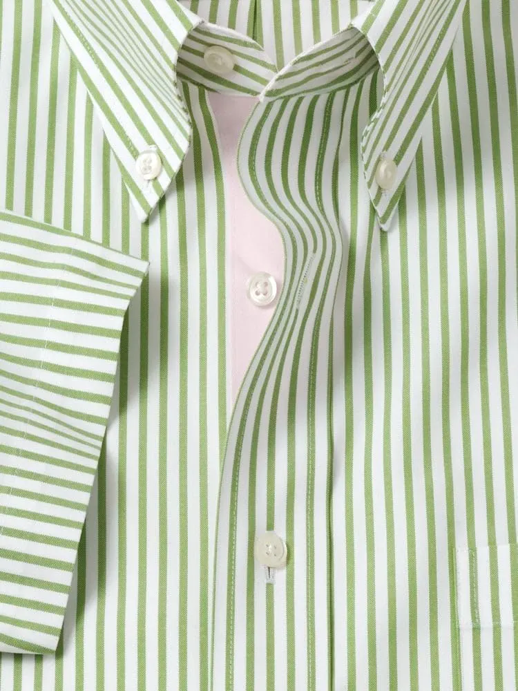 Paul Fredrick Men's Slim Fit Comfort Stretch Non-Iron Stripe Dress Shirt