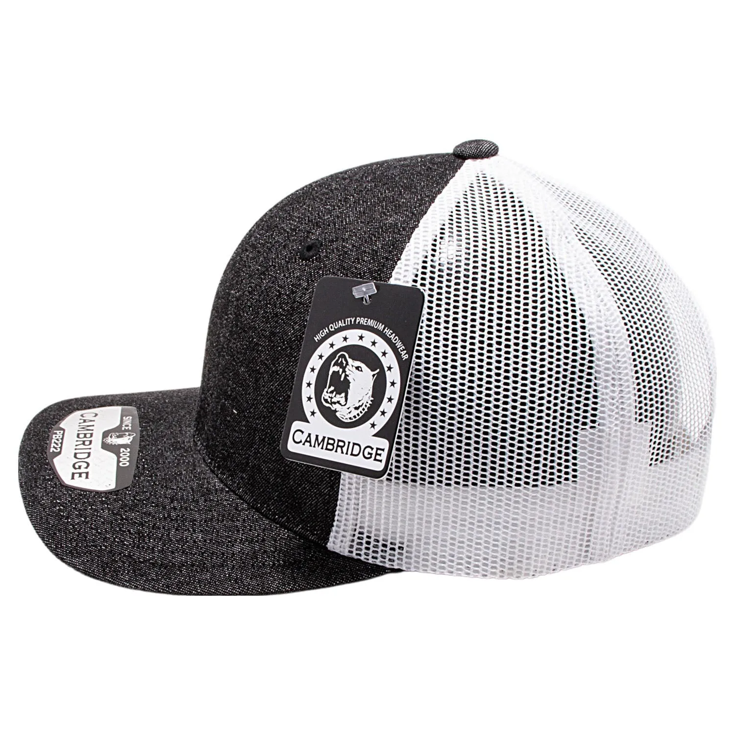 PB222D Pit Bull Cambridge Denim Trucker Hat [Black Denim/White]