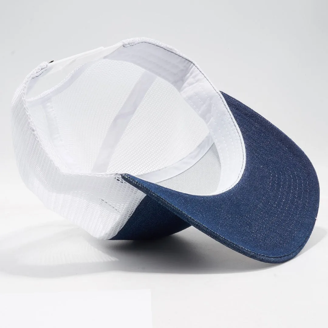 PB222D Pit Bull Cambridge Denim Trucker Hat [Dark Denim/White]