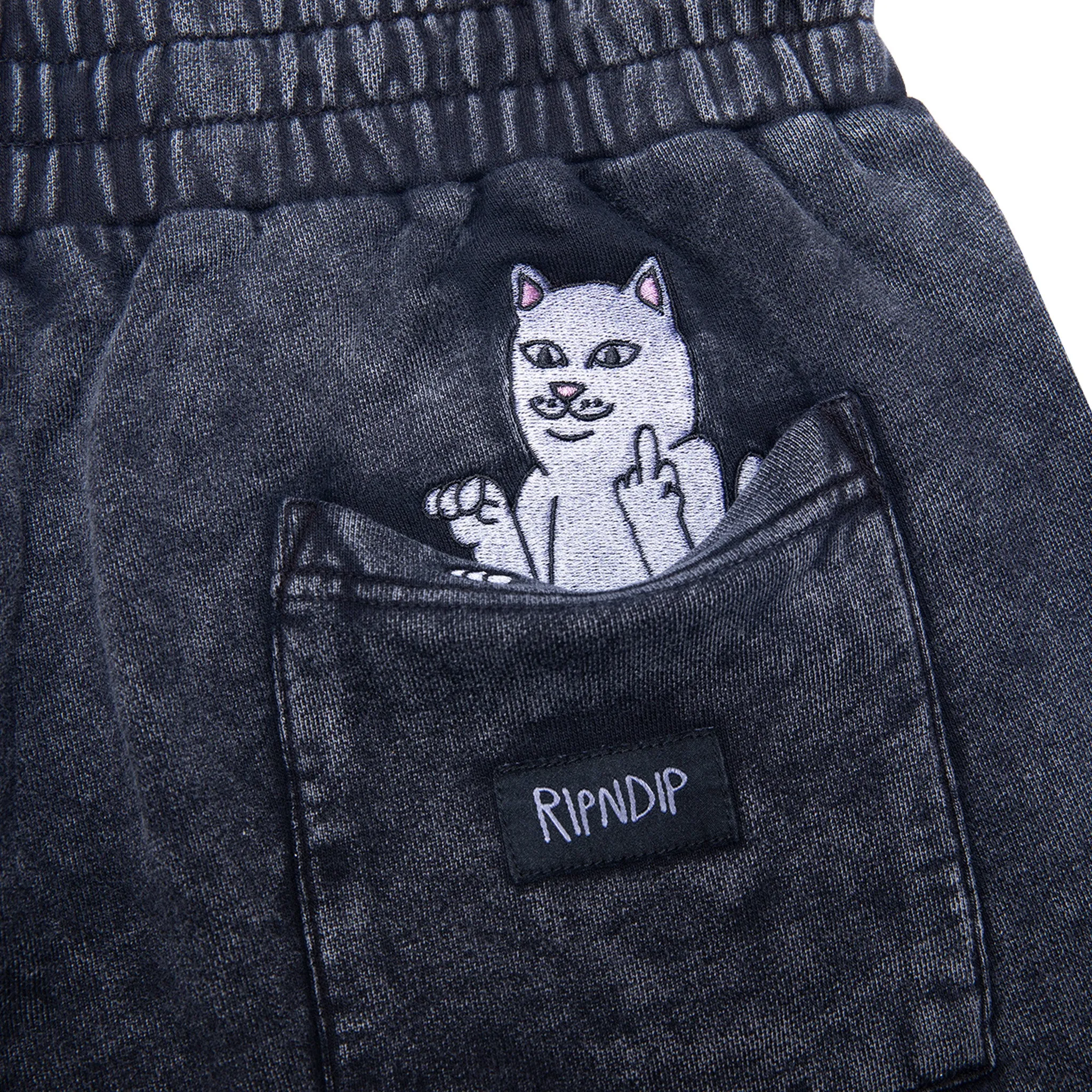 Peek A Nermal Sweatshorts (Black Acid Wash)