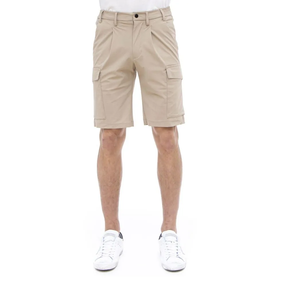 People Of Shibuya Beige Stretch Bermuda Cargo Shorts