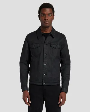 Perfect Trucker Jacket in Coated Black