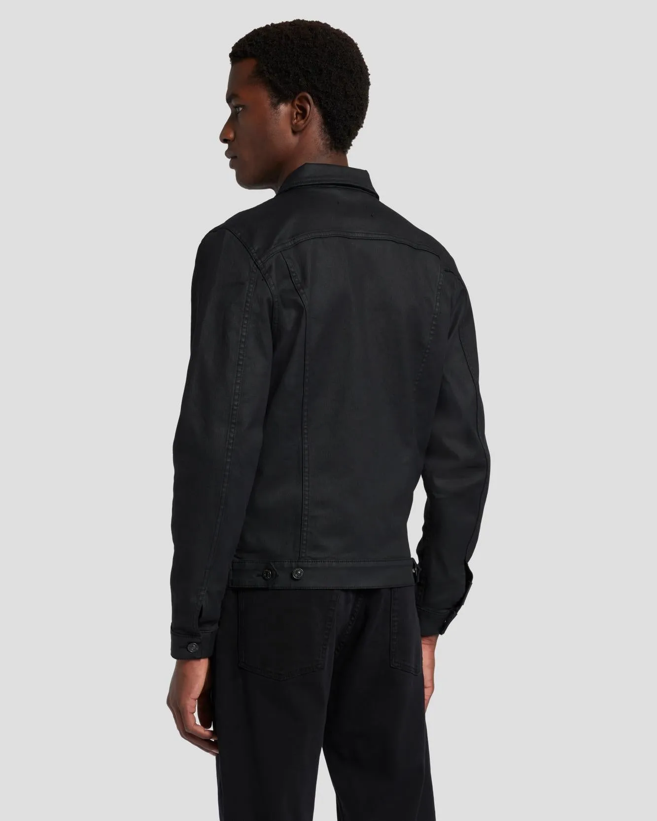 Perfect Trucker Jacket in Coated Black