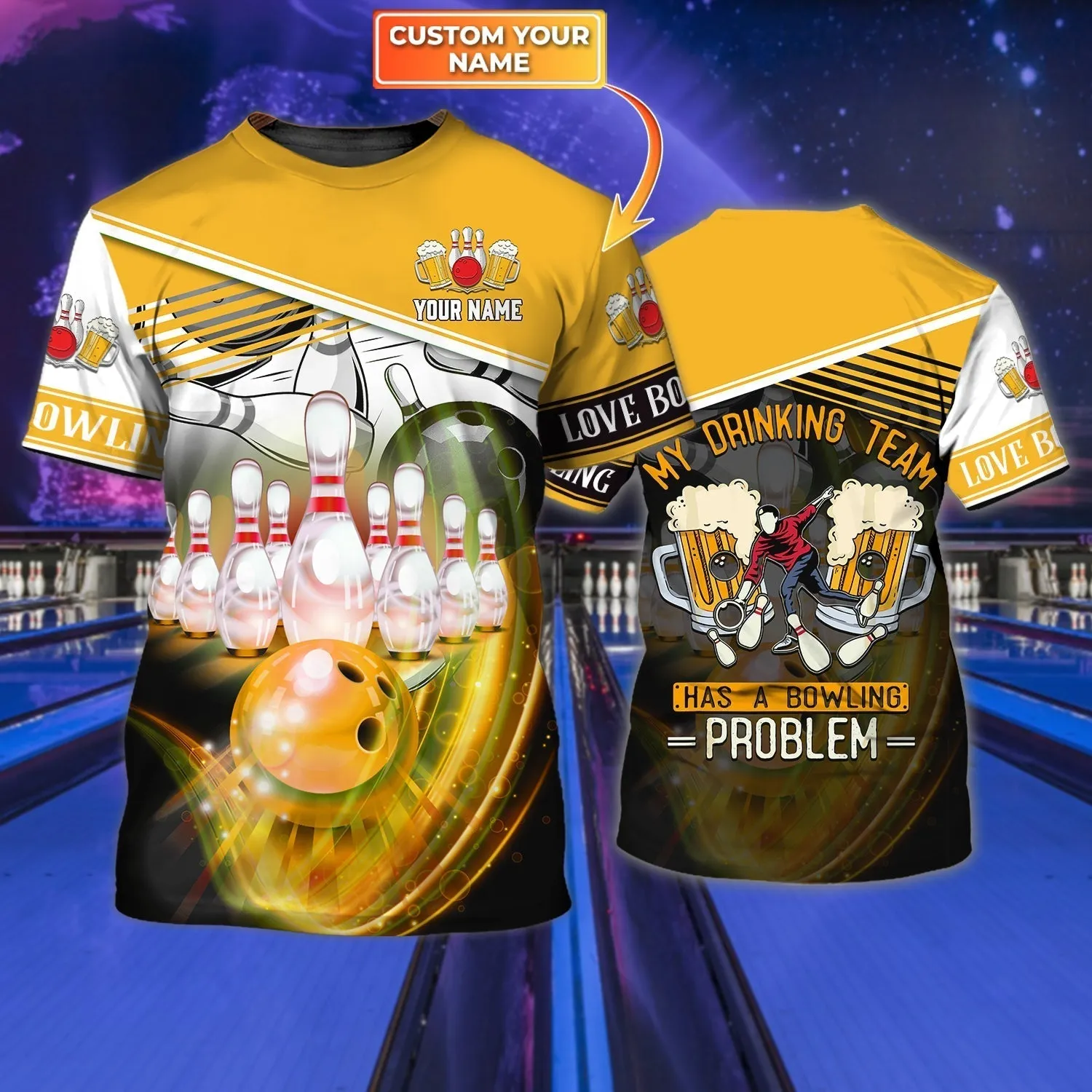 Personalized 3D All Over Print Bowling T Shirt, Bowling And Beer, Gift For Bowling Lovers, Bowling Shirts