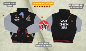 Personalized Fleece Fabric Hooded Premium Embroidered Varsity Jacket