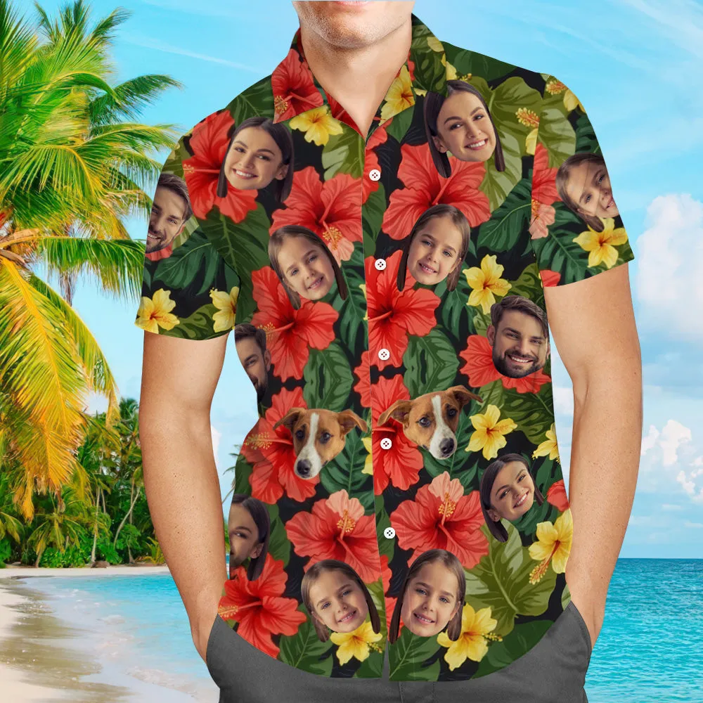 Personalized Hawaiian Shirt with Photo, Custom Face Hawaiian Shirt for Men, Personalized Hawaiian Button Shirt, Bachelor Party Gifts for Men
