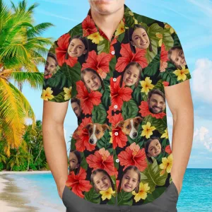 Personalized Hawaiian Shirt with Photo, Custom Face Hawaiian Shirt for Men, Personalized Hawaiian Button Shirt, Bachelor Party Gifts for Men