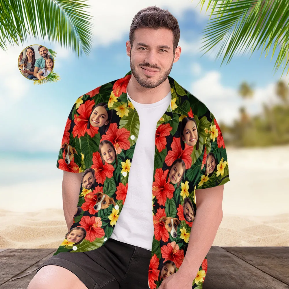 Personalized Hawaiian Shirt with Photo, Custom Face Hawaiian Shirt for Men, Personalized Hawaiian Button Shirt, Bachelor Party Gifts for Men