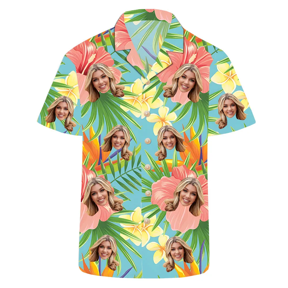 Personalized Men's Shirts Custom Face Photos Hawaiian Shirts Tropical Floral Prints Holiday Party Outfit Aloha Shirt