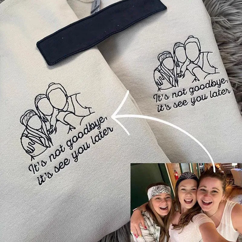 Personalized Sketch Drawing Stitched Embroidered Hoodie Sweatshirt