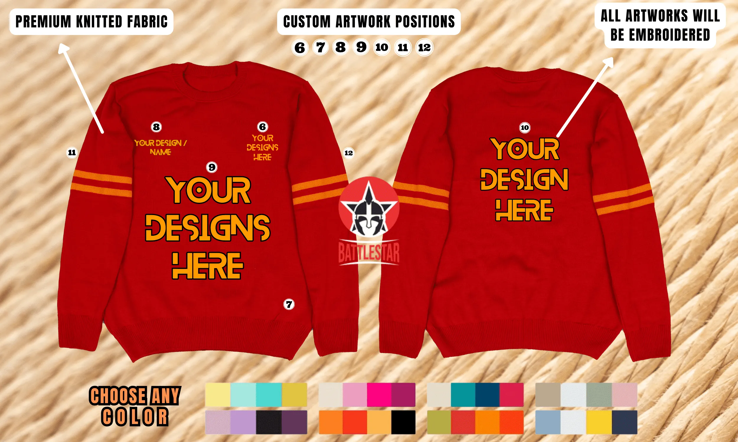 Personalized Unisex Knitted Embroidered School College Graduation Sweater
