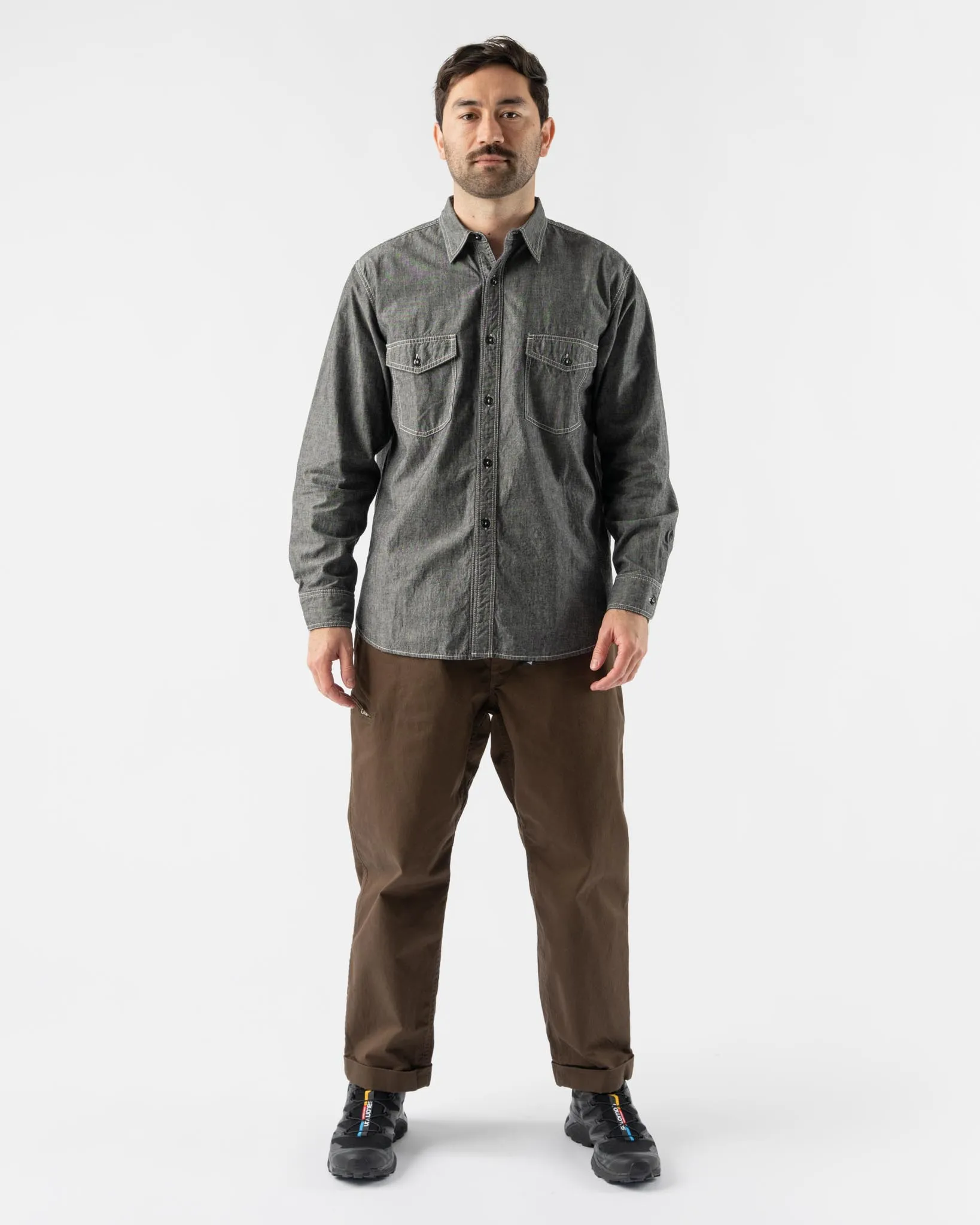 Pilgrim Surf   Supply Rucker Chambray Shirt in Black