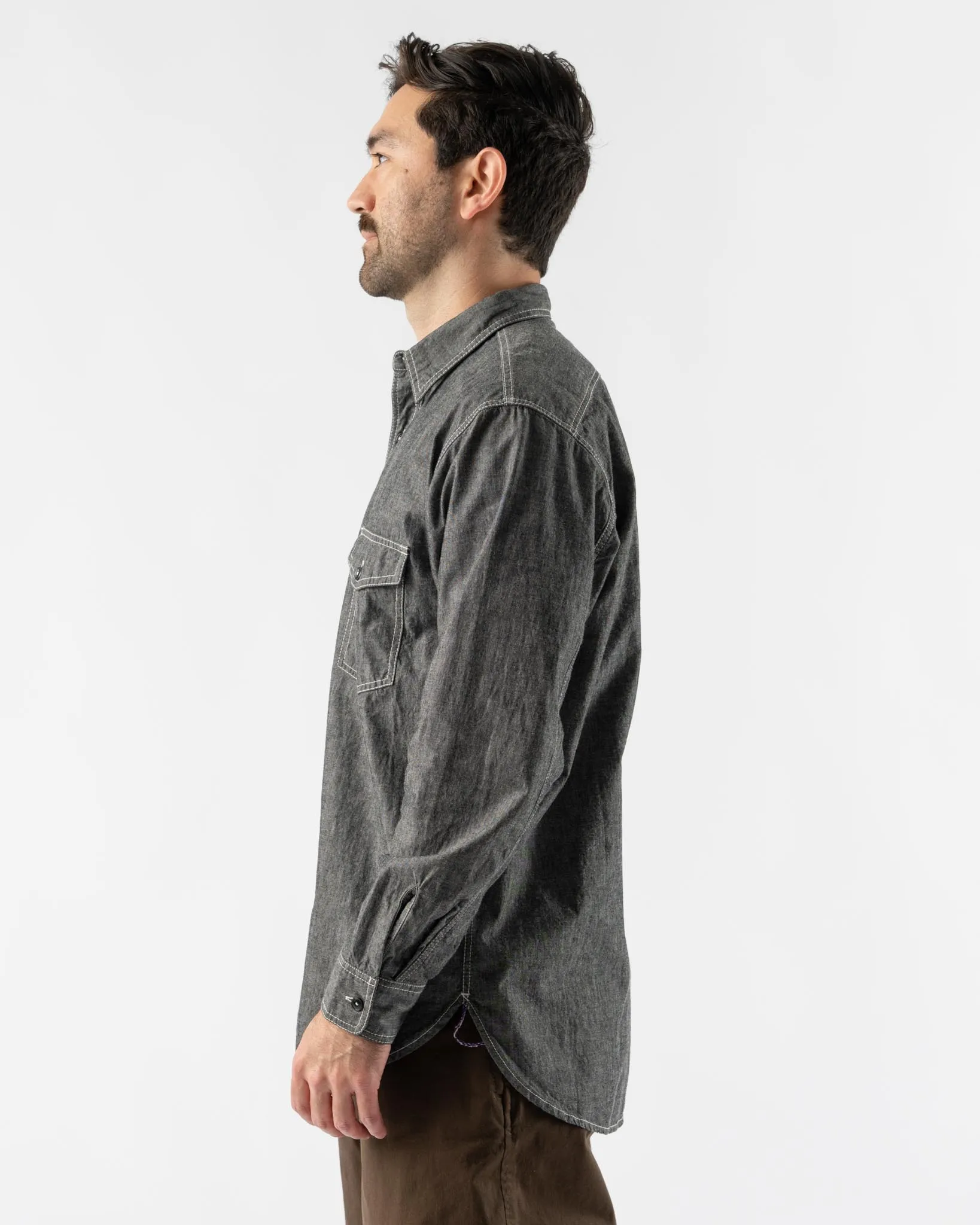 Pilgrim Surf   Supply Rucker Chambray Shirt in Black