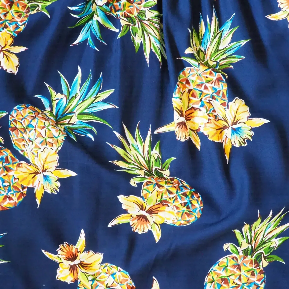 pineapple navy blue hawaiian boy shirt