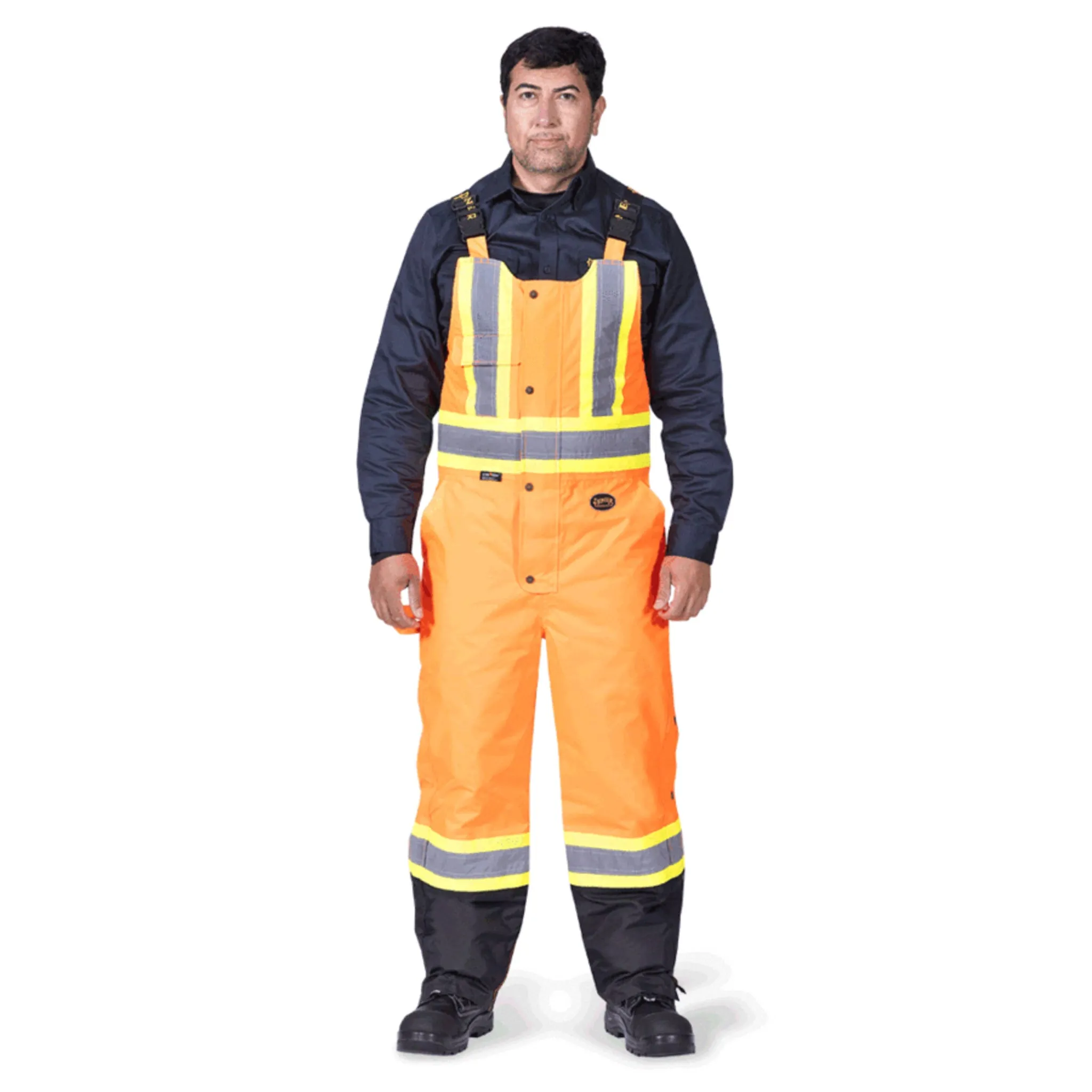 Pioneer Men's Hi Vis Insulated Bib Overalls, CSA Certified, 300D Oxford Poly, Waterproof, Quilted Lining, Reflective Tape, Safety Gear | Sizes XXS-5XL