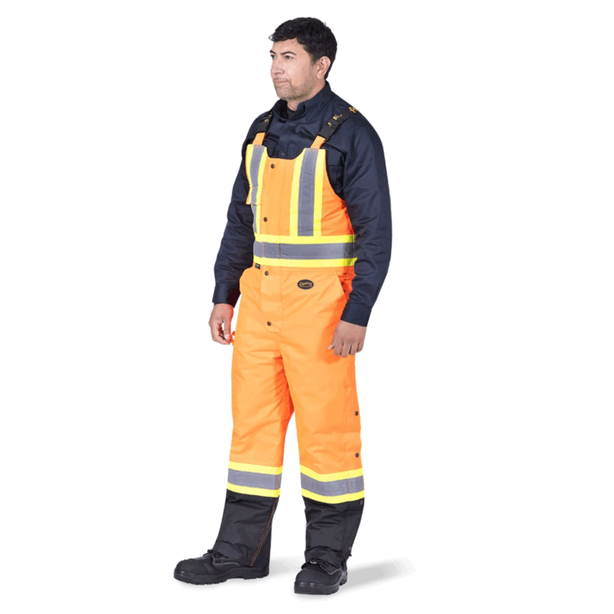 Pioneer Men's Hi Vis Insulated Bib Overalls, CSA Certified, 300D Oxford Poly, Waterproof, Quilted Lining, Reflective Tape, Safety Gear | Sizes XXS-5XL