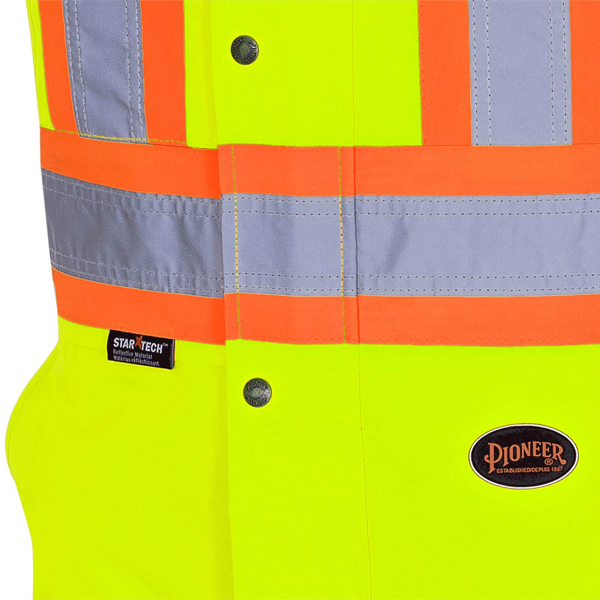 Pioneer Men's Hi Vis Insulated Bib Overalls, CSA Certified, 300D Oxford Poly, Waterproof, Quilted Lining, Reflective Tape, Safety Gear | Sizes XXS-5XL