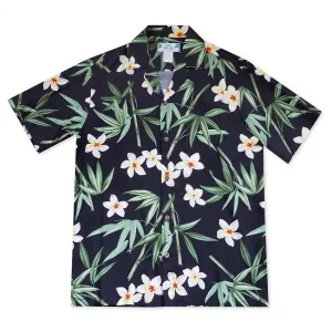 pipiwai black hawaiian rayon shirt