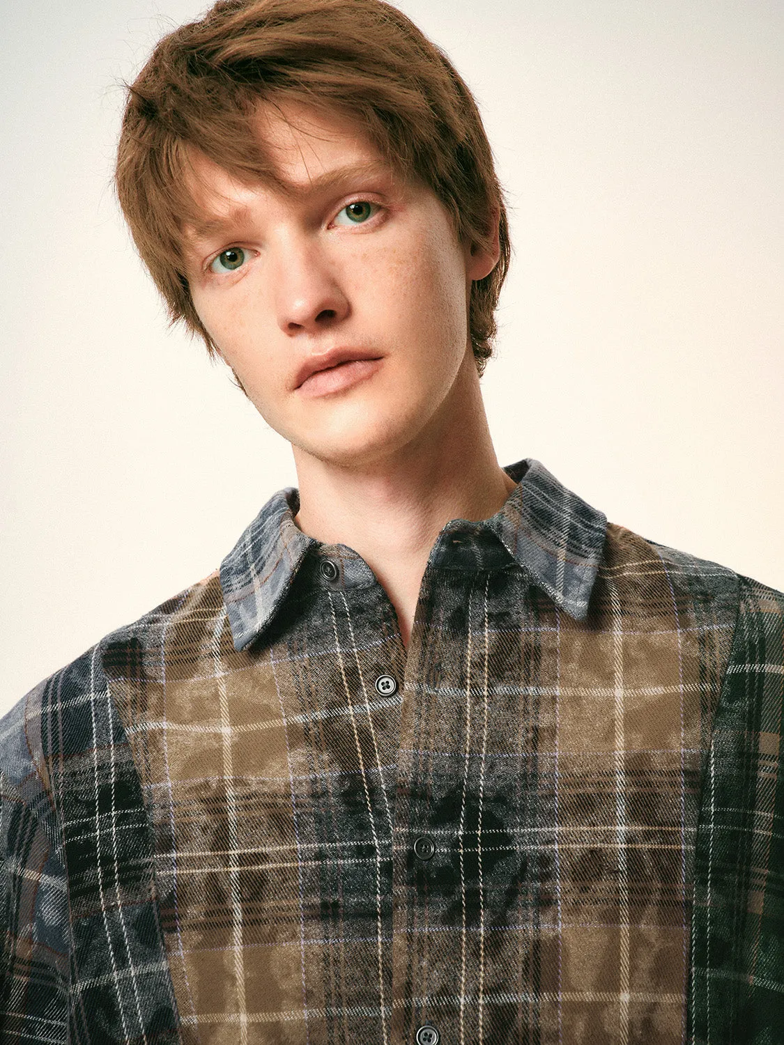Plaid Button Up Loose Shirts
