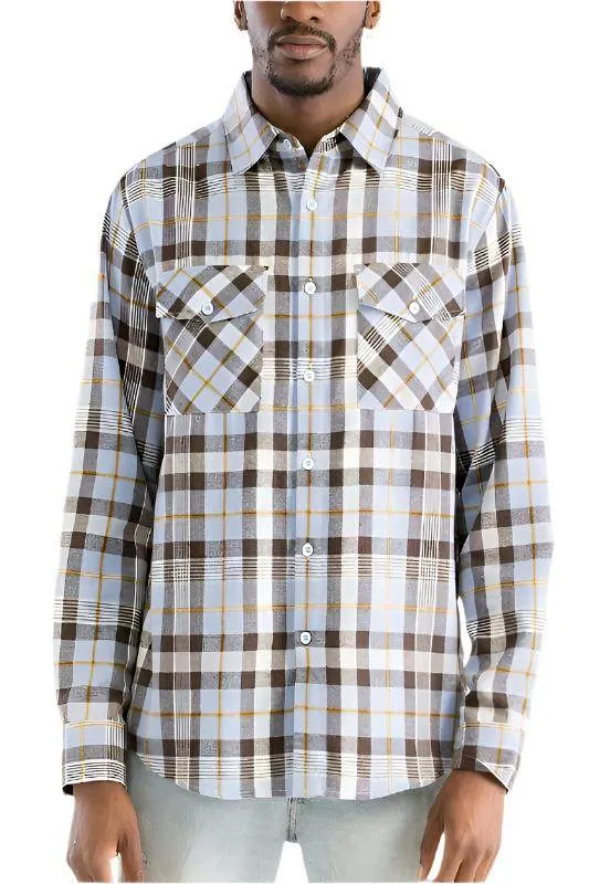 Plaid Flannel Long Sleeve Shirts S - 3XL