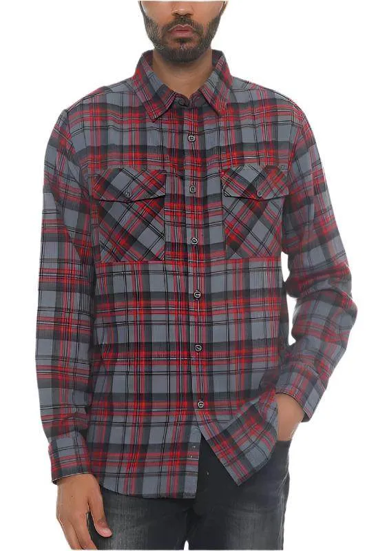 Plaid Flannel Long Sleeve Shirts S - 3XL