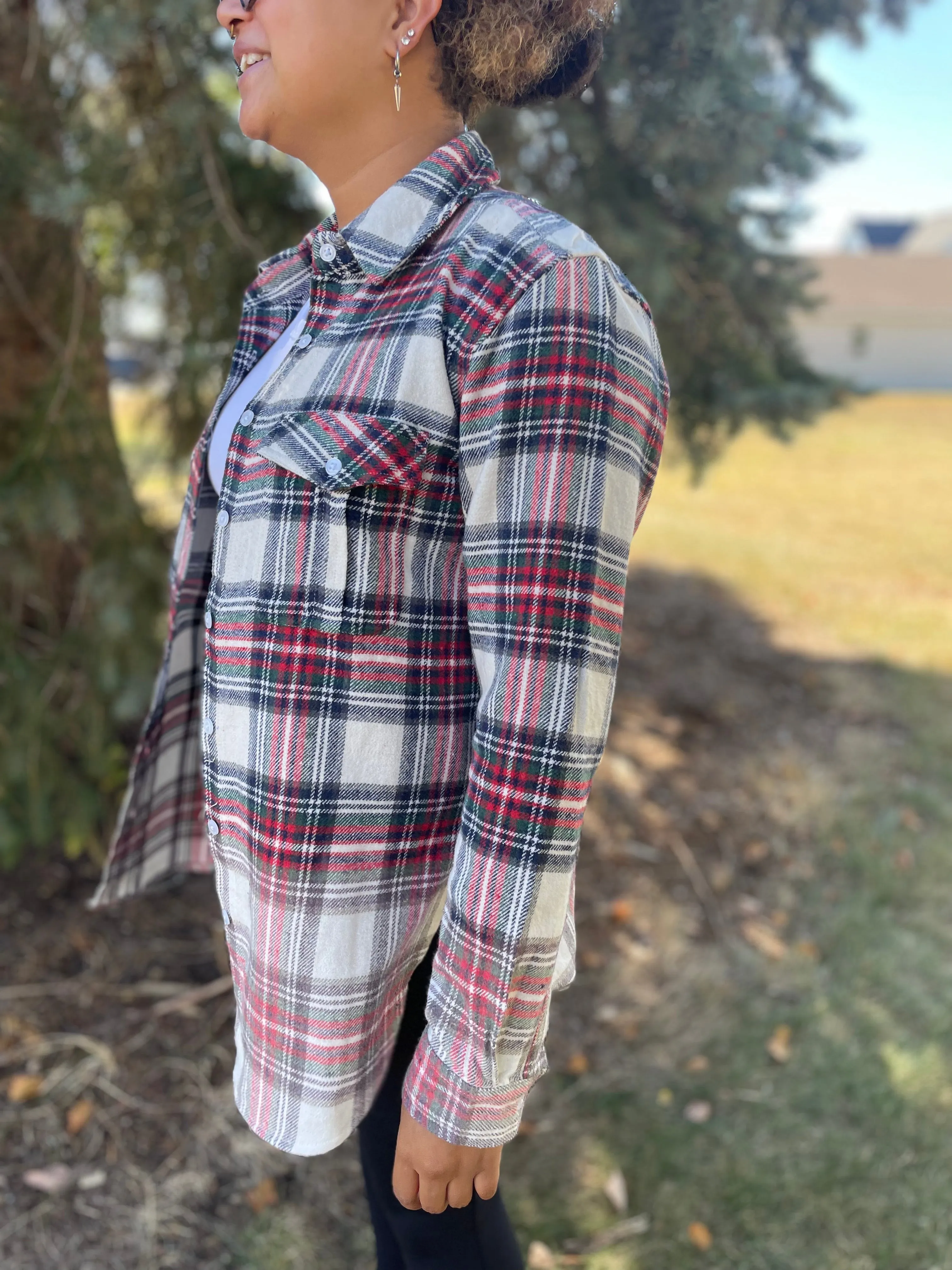 Plaid Flannel With Bleached Dipped Contrast