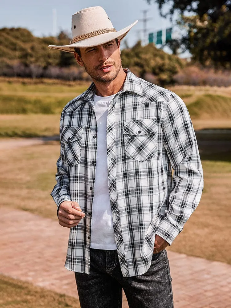 Plaid Long Sleeve Casual Shirt with Pockets (US Only)