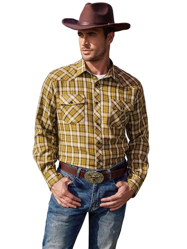 Plaid Long Sleeve Casual Shirt with Pockets (US Only)