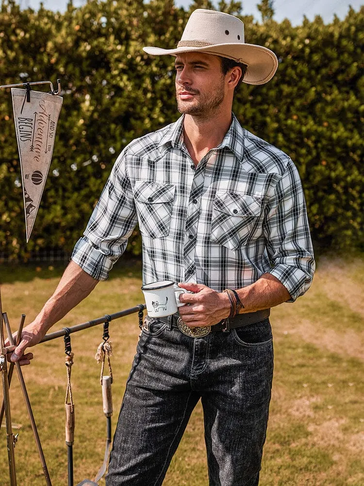 Plaid Long Sleeve Casual Shirt with Pockets (US Only)