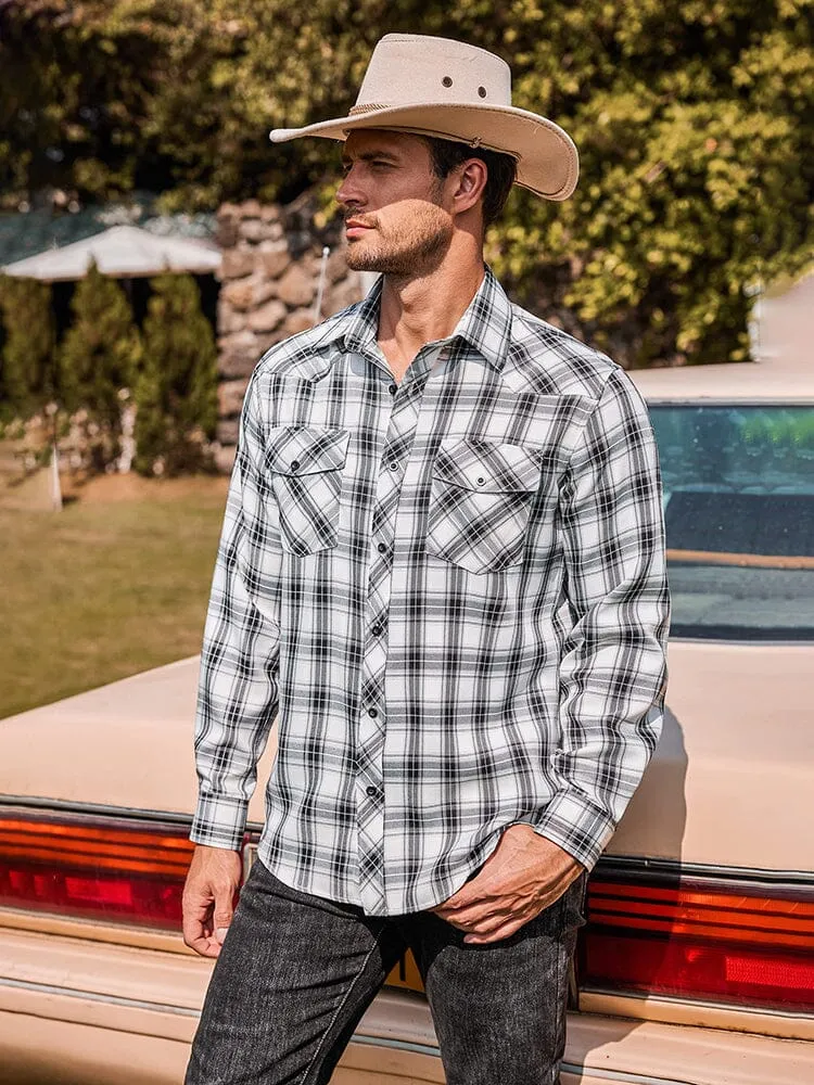 Plaid Long Sleeve Casual Shirt with Pockets (US Only)