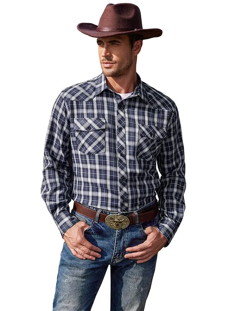 Plaid Long Sleeve Casual Shirt with Pockets (US Only)