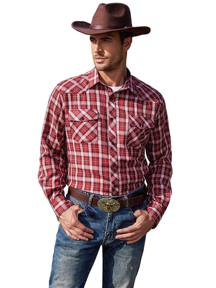Plaid Long Sleeve Casual Shirt with Pockets (US Only)