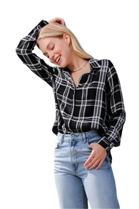 Plaid Print Rayon Top