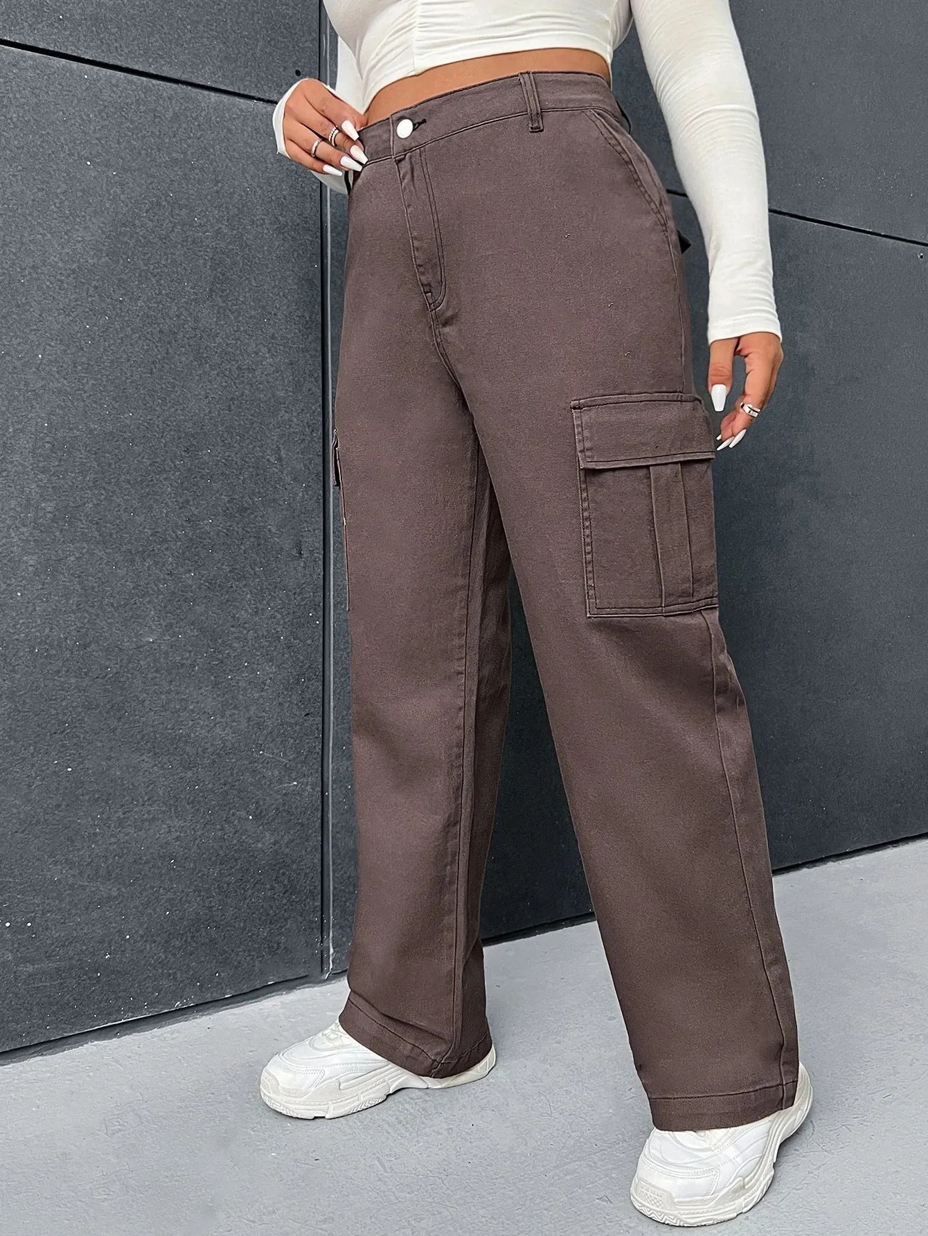 Plus Flap Pocket Side Cargo Jeans